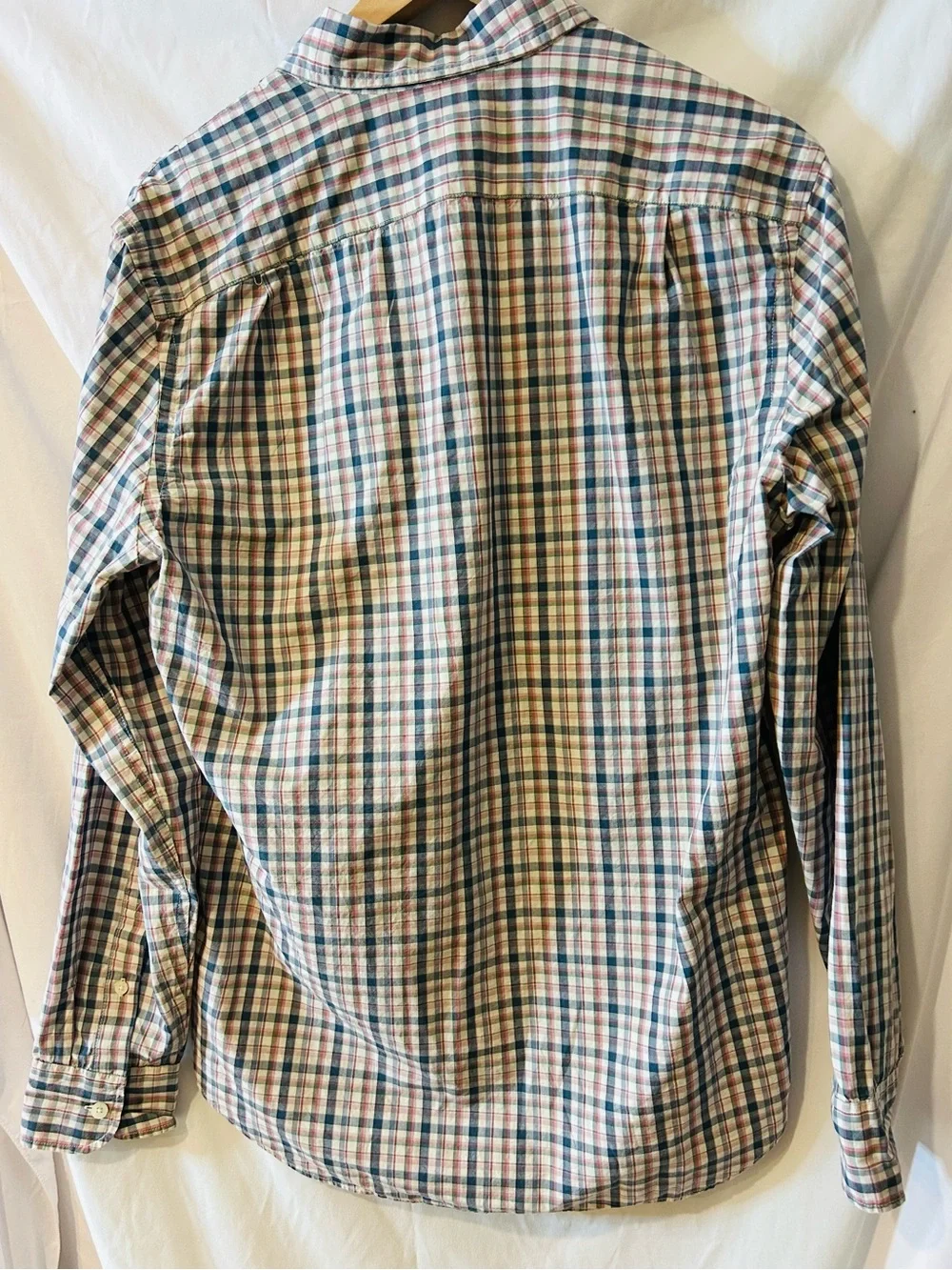 J. Crew Men's Long-Sleeve Button-Down Plaid Shirt - Blue/Pink/White size small